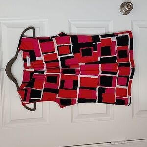 Calvin Klein Sleeveless Printed Pleated Neck Cami Blouse Small